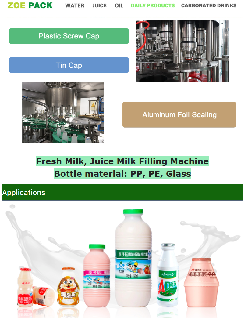 Automatic Liquid Pasteurized Milk Bottle Filling and Packaging Machine for Carbonated Drinks Beer Coconut Milk Energy Drink details